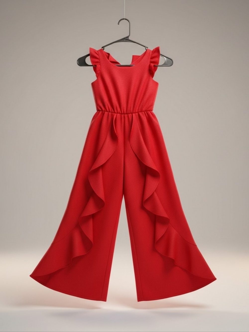 art class Red Ruffle-Sleeve Wide-Leg Jumpsuit